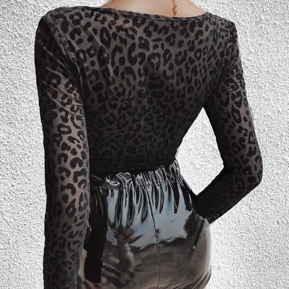 Black Leopard Print Bodysuit - Picture 4 of 5